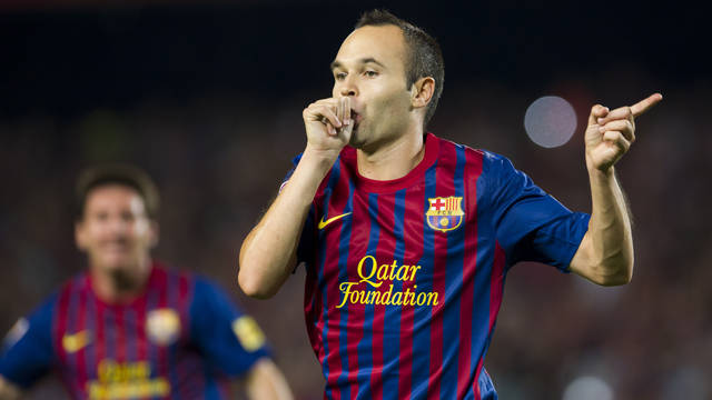 Andrés Iniesta celebrating a goal /PHOTO: ARXIU FCB