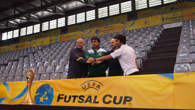 The managers of the four remaining teams in the UEFA Futsal Cup/ PHOTO: FCB