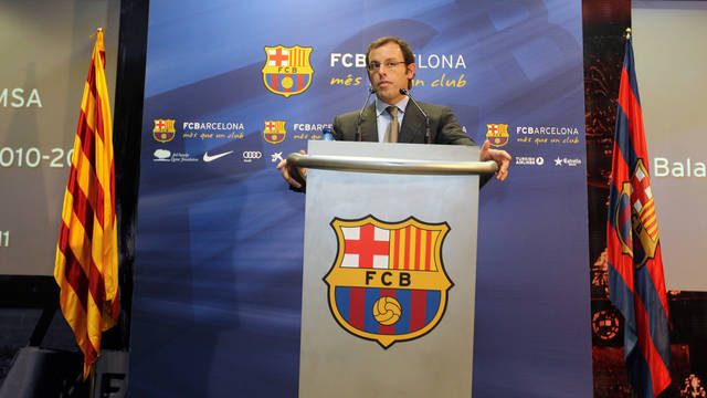 Sandro Rosell, en la compareixença de fa un any / FOTO: ARXIU FCB