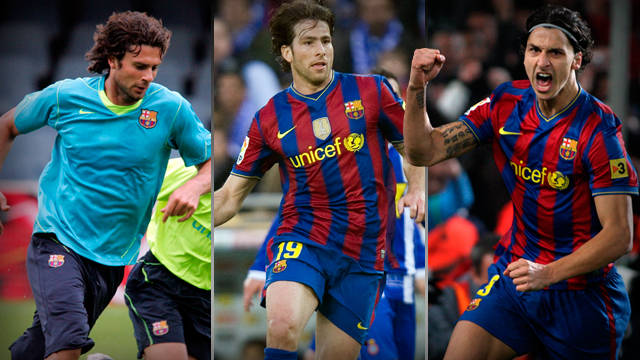 Les trois ex-blaugranas Maxwell, Thiago Motta et Ibrahimovic / PHOTO: FCB