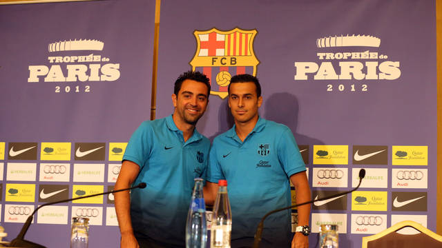 Xavi y Pedro han atendido en París los medios de comunicación / FOTO: MIGUEL RUIZ  FCB