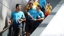 Messi i Busquets, parlant en l'arribada a Madrid / FOTO: MIGUEL RUIZ-FCB