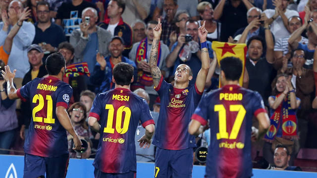 Tello celebrating his goal/ PHOTO: MIGUEL RUIZ-FCB