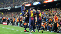 Els jugadors celebren un dels gols / FOTO: MIGUEL RUIZ - FCB