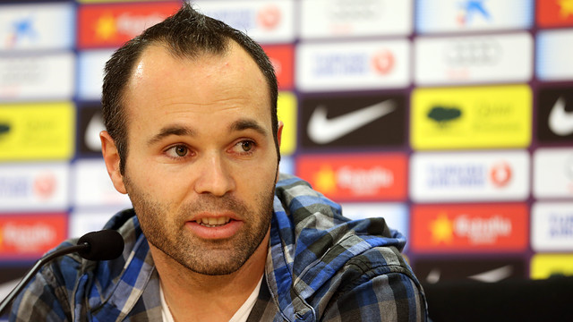 Iniesta during a press conference / PHOTO: ARCHIVE FCB