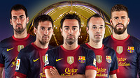 Sergio, Messi, Xavi, Iniesta i Piqué, els cinc candidats del Barça 