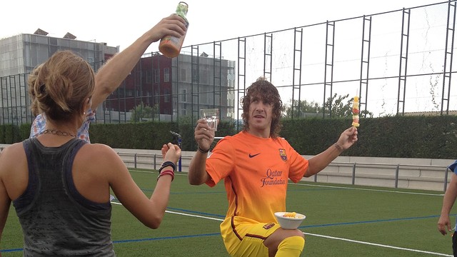 Puyol durant la gravació de l'espot a la Ciutat Esportiva.