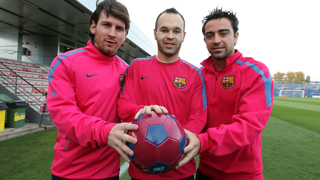 Messi, Iniesta and Xavi / Photo Arxiu FCB
