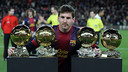 Messi amb les 4 Pilotes d'Or / FOTO: MIGUEL RUIZ - FCB