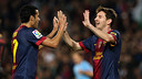 Pedro et Messi face à Saragosse / PHOTO: ARXIU FCB