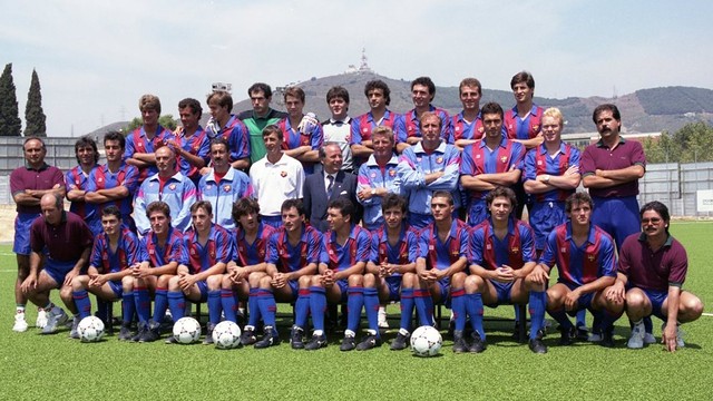 Plantilla de la temporada 1990/91, curso en el que el Barça llegó al Bernabéu con 13 puntos de ventaja / FOTO: ARCHIVO FCB