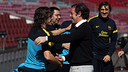 Carles Puyol and Sandro Rosell  / PHOTO: MIGUEL RUIZ-FCB