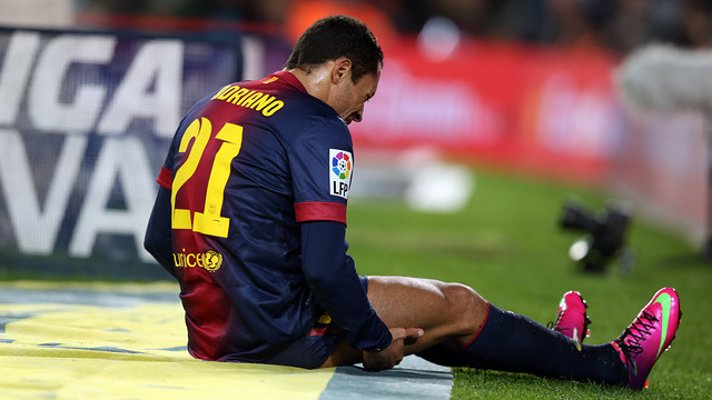 Adriano ha patit una nova lesió muscular contra el Rayo Vallecano / FOTO: MIGUEL RUIZ - FCB