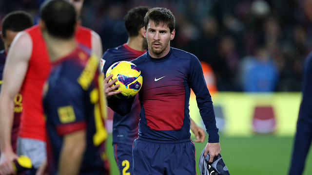 Leo Messi va marcar quatre gols contra l'Osasuna / FOTO: MIGUEL RUIZ - FCB