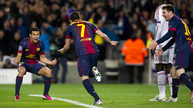 Gol de Villa contra el Milan. FOTO: ÀLEX CAPARRÓS-FCB.