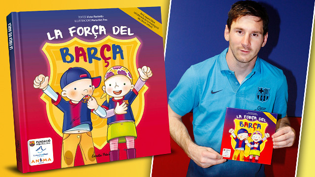 Leo Messi, with a copy of 'La força del Barça'. PHOTO: ÀNGEL CARBONELL Leo Messi, with a copy of 'La força del Barça'. PHOTO: ÀNGEL CARBONELL