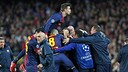Les joueurs après le but / PHOTO: MIGUEL RUIZ - FCB