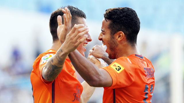 Tello y Thiago en La Rosaleda / FOTO: MIGUEL RUIZ-FCB