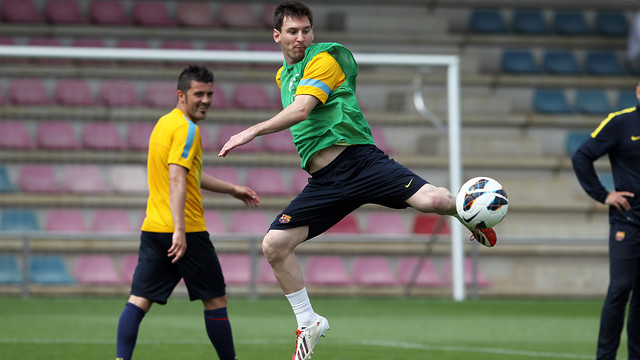 Leo Messi ha empezado a trabajar con el grupo este viernes / FOTO: MIGUEL RUIZ  FCB