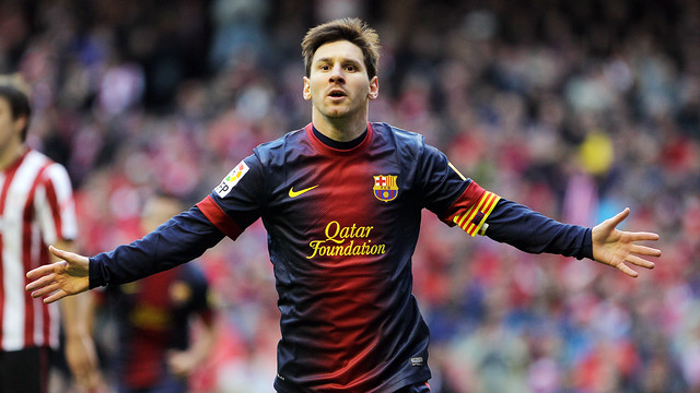 Leo Messi, autor del gol 100 del Barça en la Liga 2012/13 / FOTO: MIGUEL RUIZ - FCB