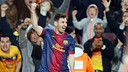 Leo Messi celebrates one of his two goals against Betis / PHOTO: MIGUEL RUIZ-FCB