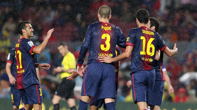Piqué, a la celebració d'un dels gols marcats contra el Valladolid / FOTO: MIGUEL RUIZ - FCB