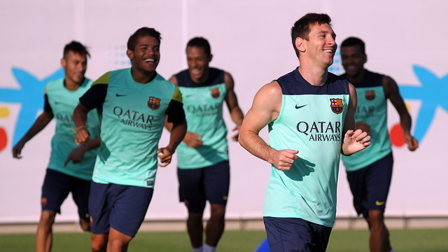 Leo Messi, durante el entrenamiento del miércoles por la tarde / FOTO: MIGUEL RUIZ  FCB