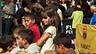 Esport amb valors a la Festa dels Súpers Un grup de nens a l'entrada de l'activitat