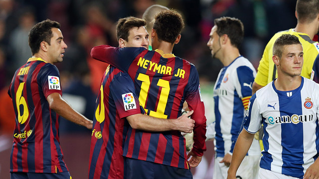 Neymar and Messi after the derby. PHOTO: MIGUEL RUIZ-FCB.