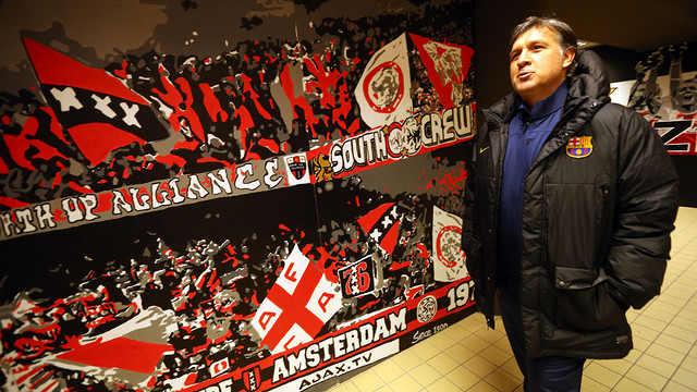 Gerardo Martino, al túnel de vestidors de l'Amsterdam Arena