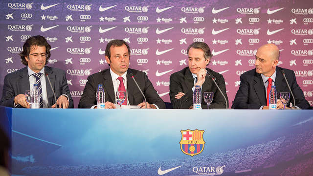 Freixa, Rosell, Faus and Moix at the press conference