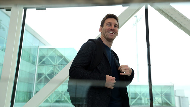 Leo Messi, at El Prat Airport / PHOTO: MIGUEL RUIZ-FCB