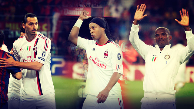 Ibrahimovic, Ronaldinho and Eto'o, some of the last ex players to return to the Camp Nou