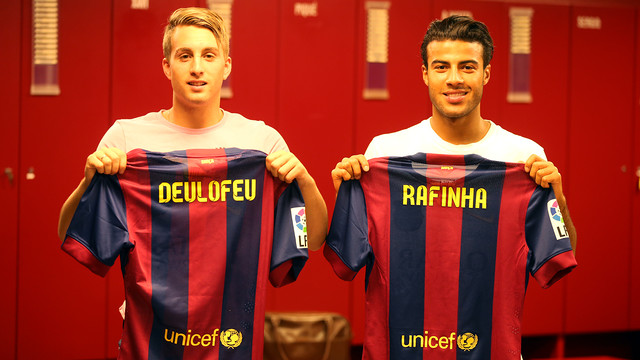 Deulofeu and Rafinha back in the Barça dressing room / PHOTO: MIGUEL RUIZ-FCB