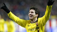 Leo Messi celebra un dels tres gols al Calderón / FOTO: MIGUEL RUIZ-FCB