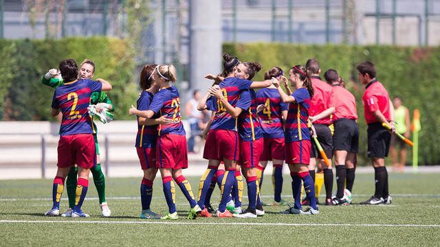 The FCB Women's A team ran to a rout in their preseason opener on Sunday.  / GERMÁN PARGA-FCB