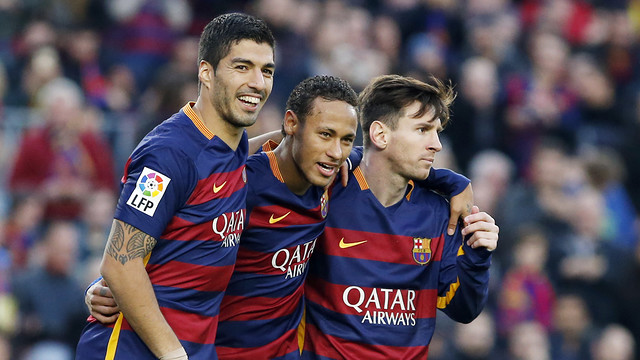 Messi, Neymar and Suárez together / MIGUEL RUIZ - FCB