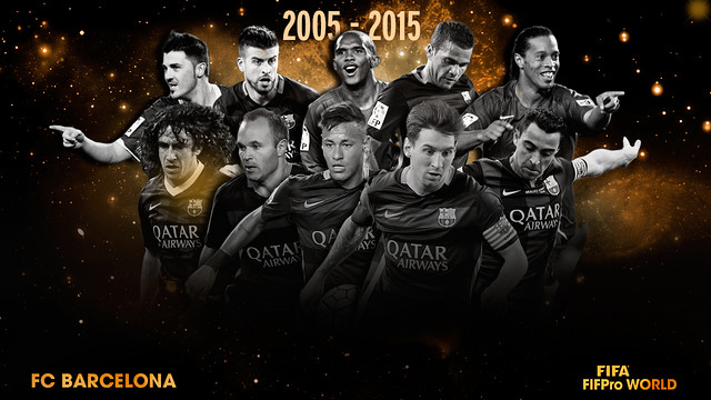 The 10 players who have represented FC Barcelona in the FIFA FIFPro World XI